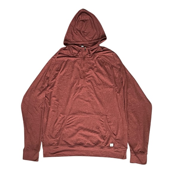 Vuori Ponto Performance 1/2 Zip Hoodie in Red Clay Heather Men’s XL V244 $118 - Picture 2 of 5